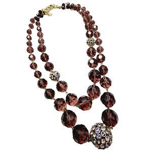 Vintage Signed Carolee Rhinestone Ball & Faceted Crystal Necklace (A1325)